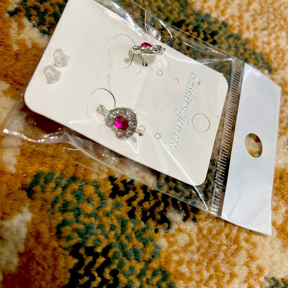 Pink heart studs